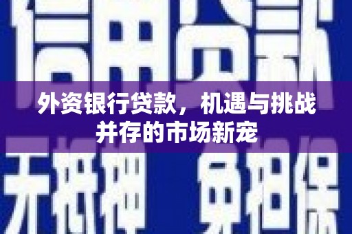 乌当外资银行贷款，机遇与挑战并存的市场新宠