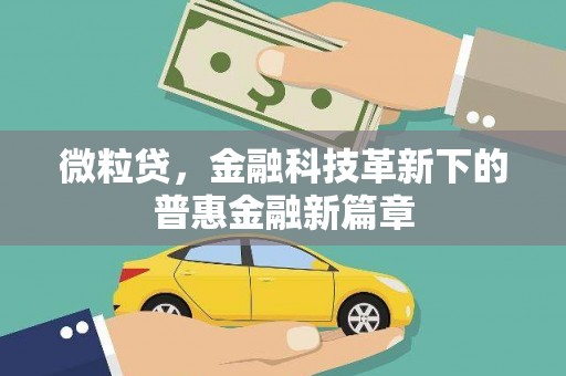 乌当微粒贷，金融科技革新下的普惠金融新篇章
